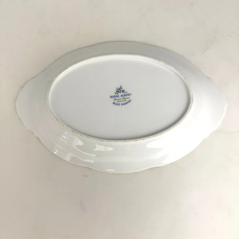 Royal Albert Blue Heaven Teapot Bone China Blue Floral Gold Trim 2 Trays Vintage